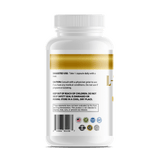 Back label of GeneomX L-Theanine Plus Caffeine supplement bottle with usage instructions and safety warnings.