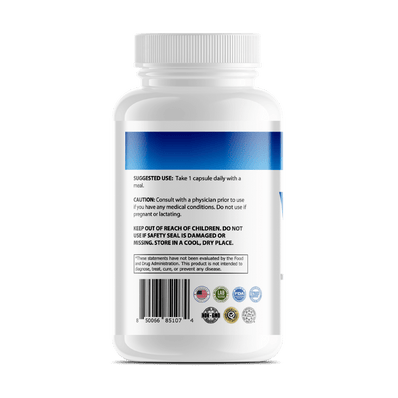 GeneomX Vigora dietary supplement bottle for male vitality, 30 capsules, designed to enhance testosterone and erectile function.