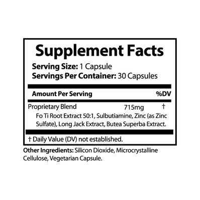 GeneomX Vigora dietary supplement bottle for male vitality, 30 capsules, designed to enhance testosterone and erectile function.